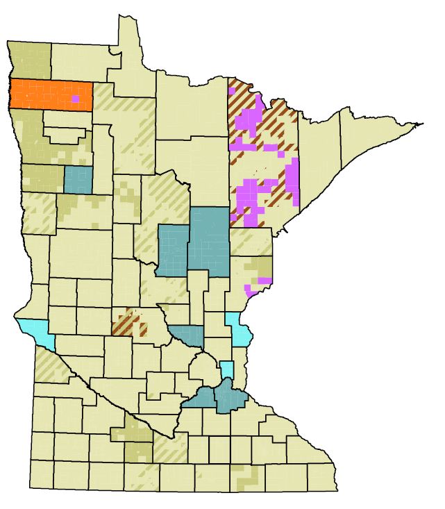Voter tabulation equipment by precinct. Colors represent different models of equipment, see pdf for details.