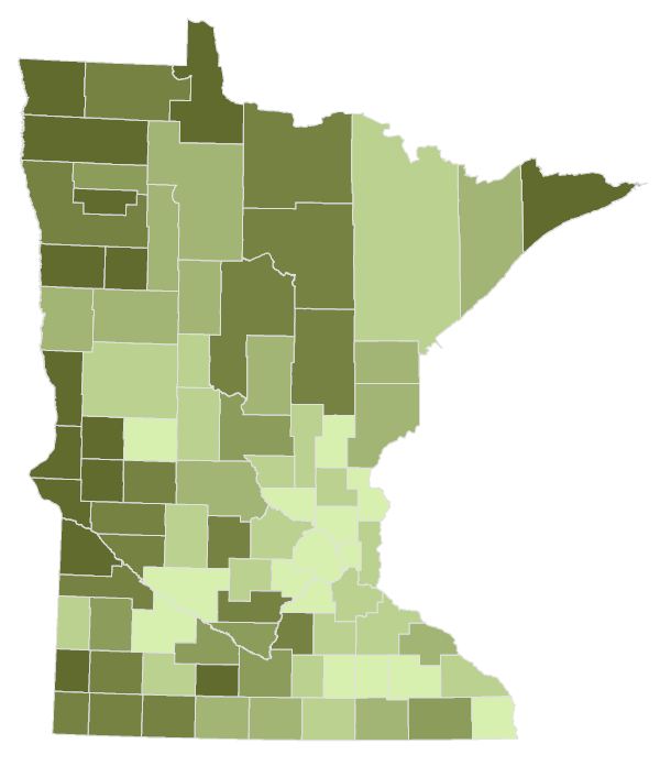 Mail voting by county. Counties with darker shades had a larger percent of ballots cast via mail ballots.